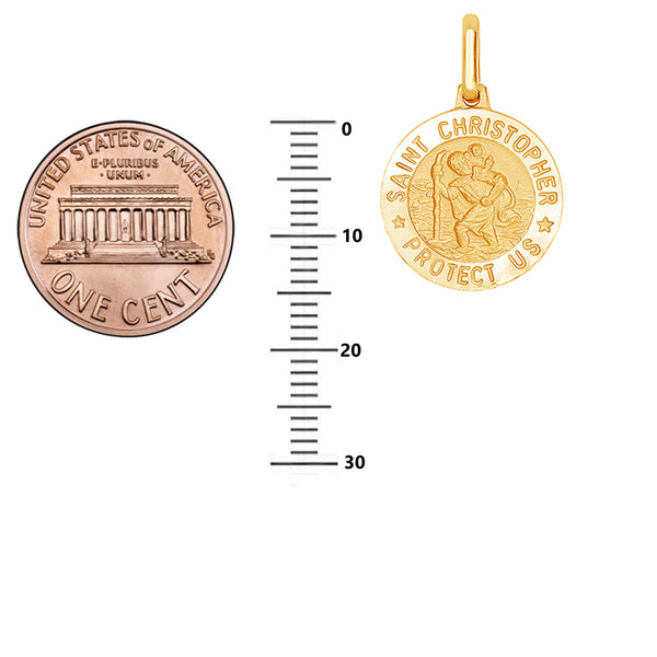 Ritastephens Italian Sterling Silver Gold Tone Round Saint St Christopher Medal Charm Pendant Necklace