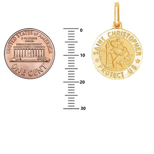 Ritastephens Italian Sterling Silver Gold Tone Round Saint St Christopher Medal Charm Pendant Necklace
