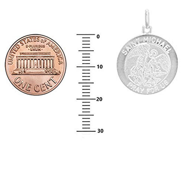 Ritastephens Sterling Silver Saint Michael Medal Round Pendant Necklaces