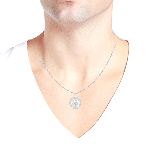 Ritastephens Sterling Silver Saint St Jude Thaddeus Medal Round Charm Pendant Necklace (Small, Regular)