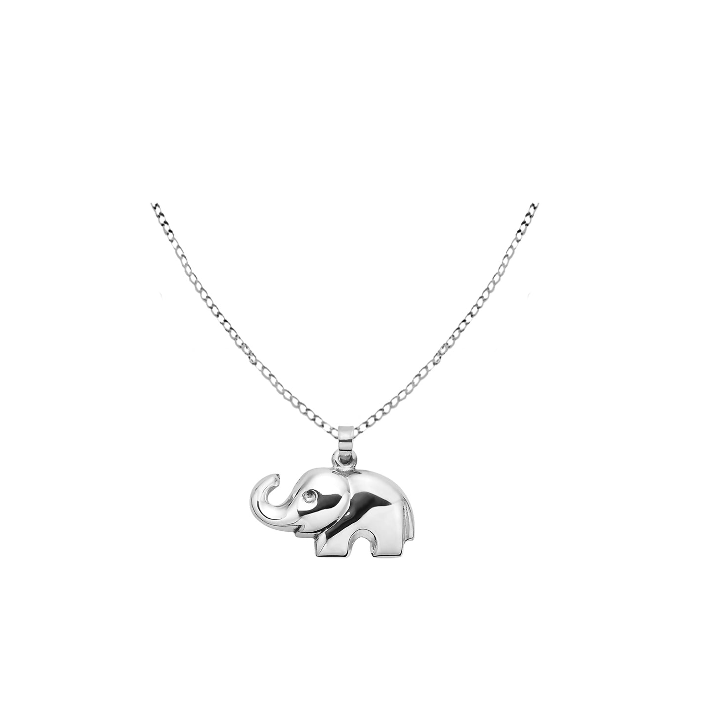 Ritastephens Sterling Silver Shiny Elephant Pendant Necklace – Elegant Silver Jewelry, Cute Animal Pendant