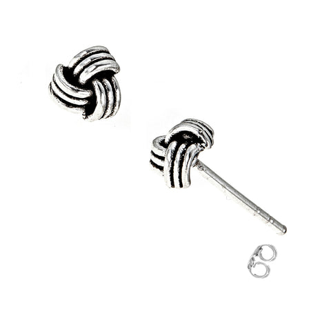 Sterling Silver Mini Love Knot Stud Earrings 5mm