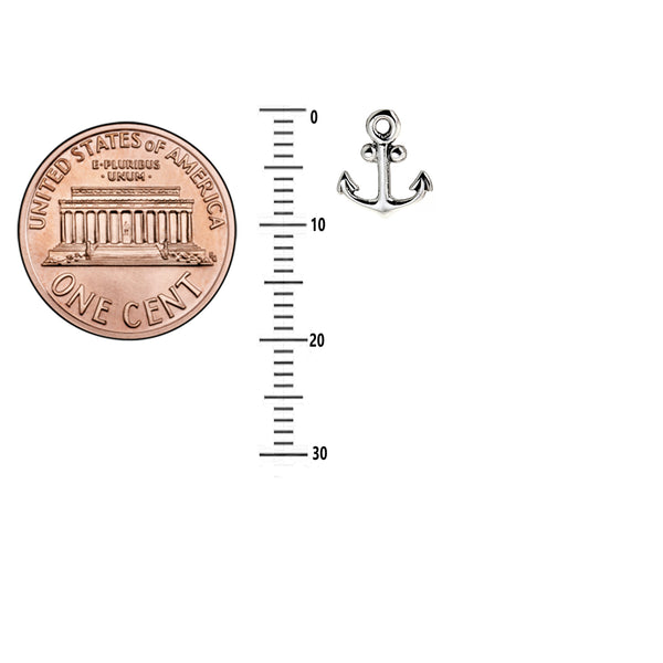 Sterling Silver Mini Nautical Anchor Tiny Stud Earrings 9x8mm