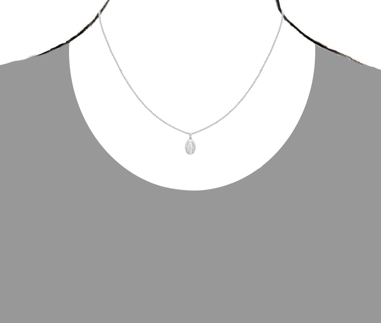 Sterling Silver Miraculous Mary Medal Small Charm Pendant Chain Necklace Eveeryday Wearing