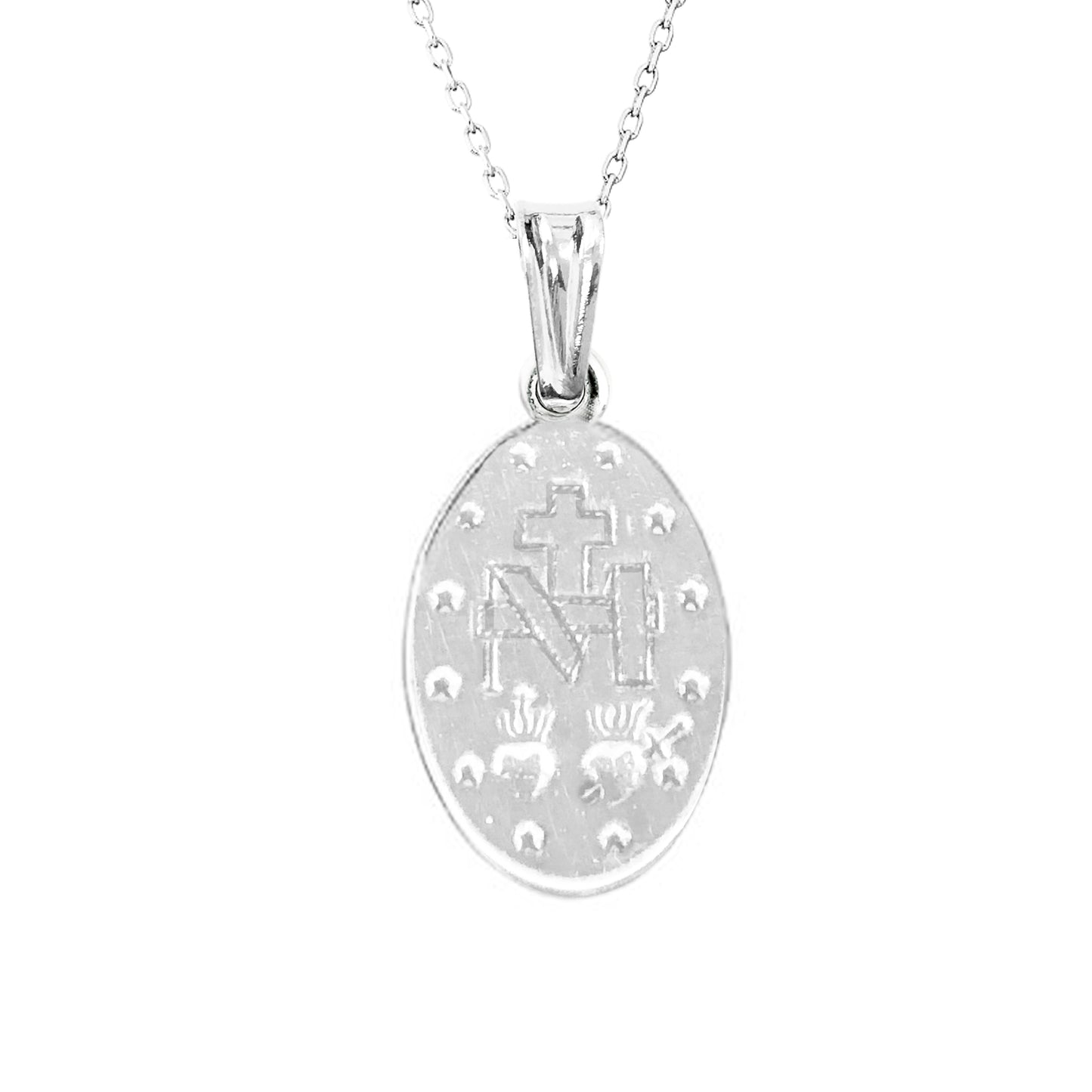 Ritastephens Elegant Sterling Silver Miraculous Mary Medal Pendant Necklace - Available in Small and Regular Sizes with 18-Inch Chain (19mm) Faith Style,