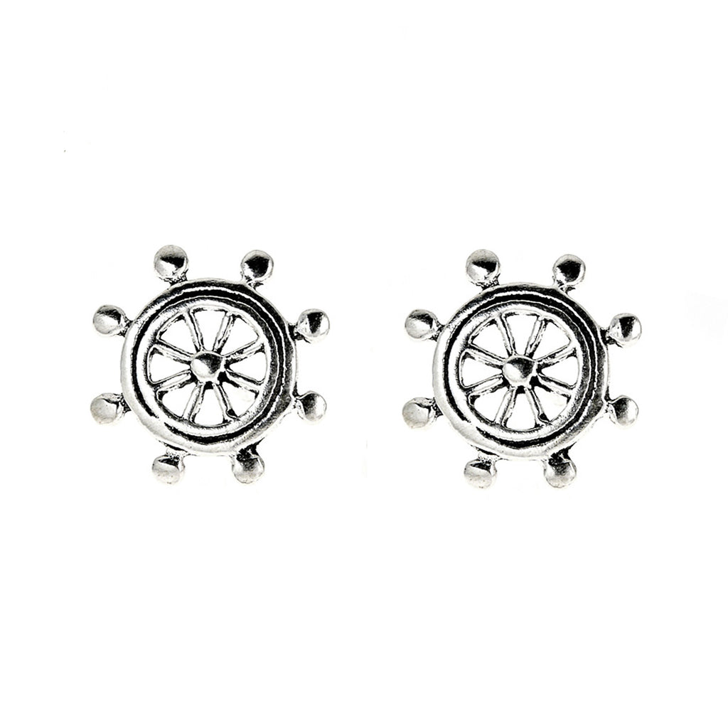 <style type="text/css"><!--td {border: 1px solid #cccccc;}br {mso-data-placement:same-cell;}--></style>
<p><span data-sheets-root="1"><span>set sail with style in these sterling silver small nautical ship wheel stud earrings. measuring 11mm, these charming studs capture the essence of maritime adventure with their classic ship wheel design. crafted from high-quality sterling silver, they offer a sleek, polished finish that enhances their nautical appeal.<br><br>product features:<br><br>nautical design: feat