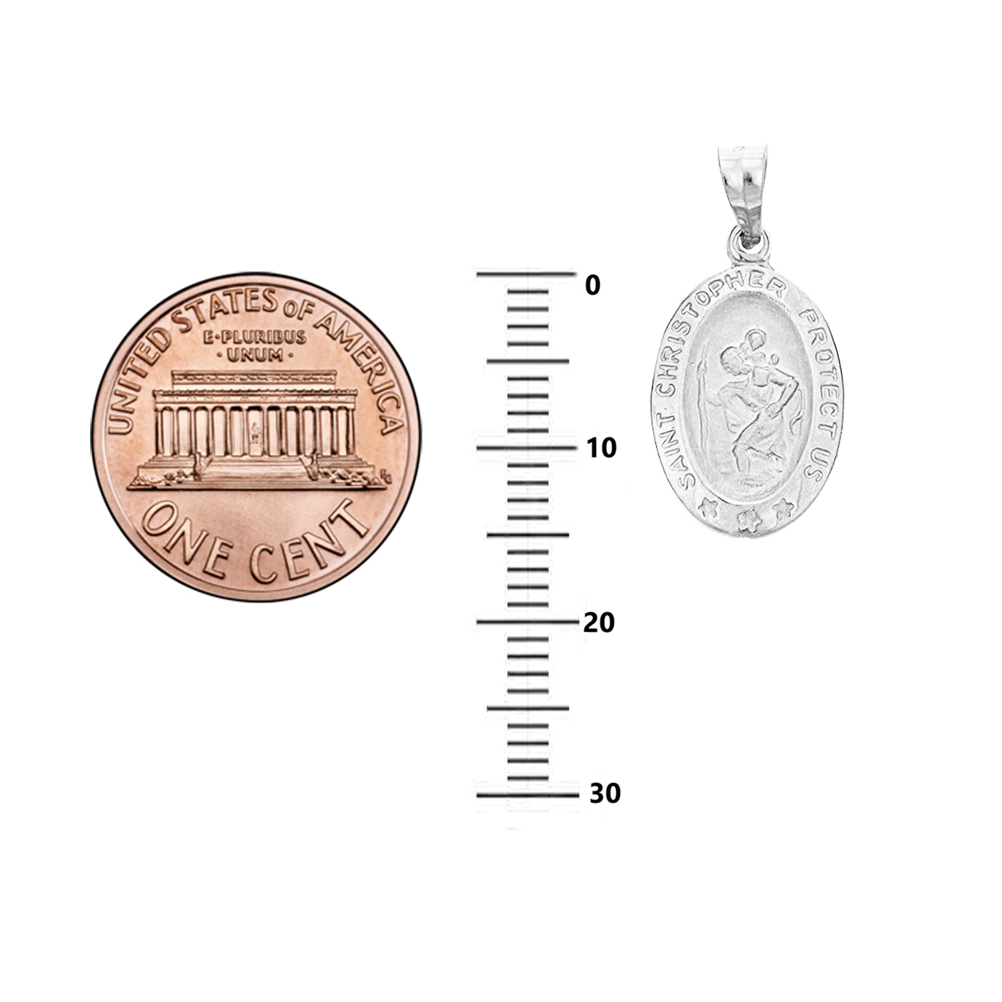 Ritastephens 14k White Gold Saint Christopher Oval Medal Pendant – Inspirational Faith Jewelry, Classic Design, Durable Religious Charm Hypoallergenic,