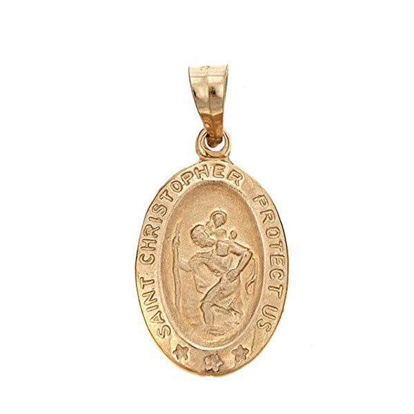 Ritastephens 14k Yellow or White Gold Saint St. Christopher Oval Medal Pendant Charm Necklace