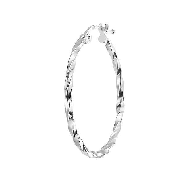 Ritastephens Sterling Silver Tubular Twist High Polished Round Click-Top Hoop Earrings