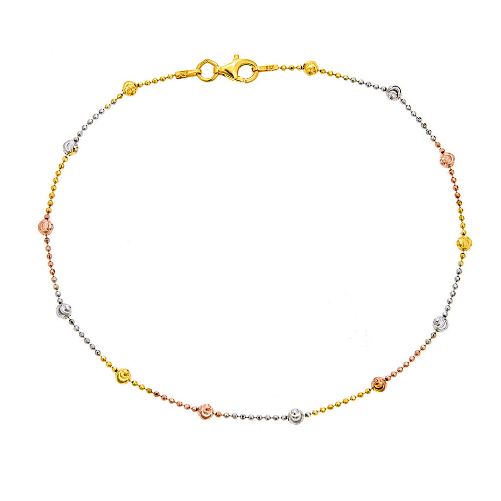<style type="text/css"><!--td {border: 1px solid #cccccc;}br {mso-data-placement:same-cell;}--></style>
<p><span data-sheets-root="1">sterling silver tri-color moon-cut round station bead italian foot chain anklet 10"<br><br>discover the timeless elegance of our sterling silver tri-color moon-cut round station bead italian foot chain anklet. this exquisite anklet features ten meticulously crafted moon-cut round station beads, each showcasing a stunning tri-color design that adds a touch of sophistication to
