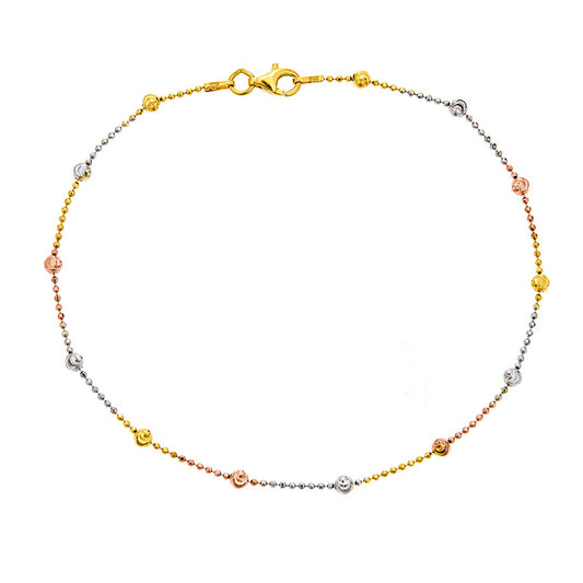 Ritastephens Elegant 10-Inch Italian Silver Foot Chain Anklet with Station Beads – Adjustable, Chic Designer Fashion Jewelry for Delicate, Sophisticated Style and Timeless Appeal