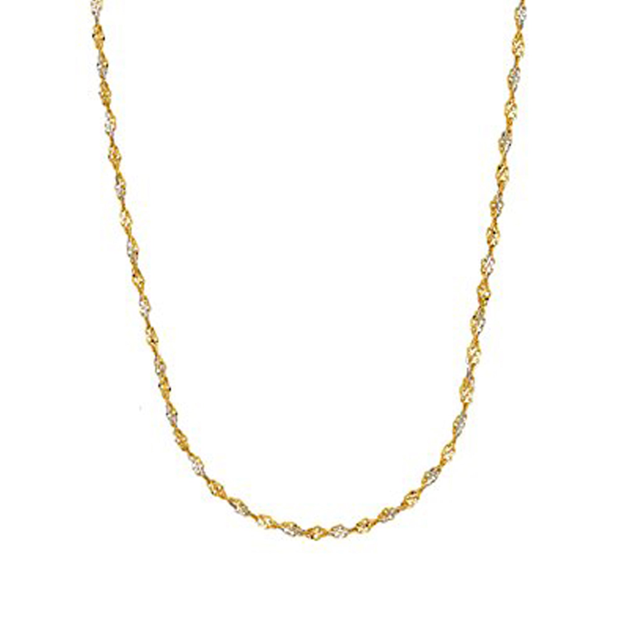 Ritastephens 14k Yellow and White Gold Two-Tone Singapore Chain Necklace - 1.35mm, Available in 16, 18, 20, and 24 Inches - Elegant, Classic, and High-Quality Jewelry - Stylish Two-Tone Chain for Every Occasion