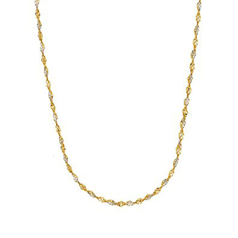 Ritastephens 14k Gold Yellow and White Two Tone Singapore Chain Necklace 1.35mm (16", 18", 20", 24")