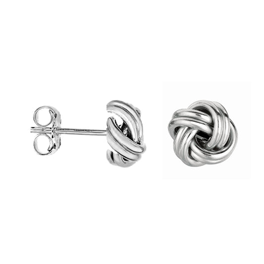 Ritastephens Elegant Handcrafted Sterling Silver Love Knot Stud Earrings – Oxidized Small Silver Studs with Minimalist Knot Design