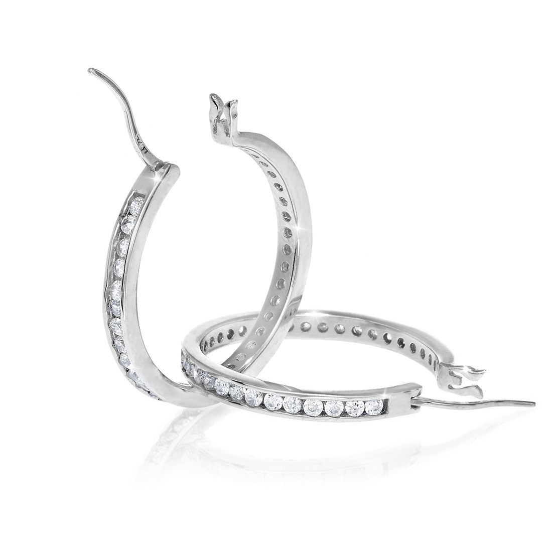 Classic sterling silver 925 Hoop Earrings measuring 50mm, about 2 inches in diameter by 3mm (.118 inches thickness)