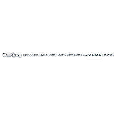 Ritastephens 14K Solid White Gold Round Wheat Chain Necklace – Exquisite 1.1mm Delicate Links, Elegant Design