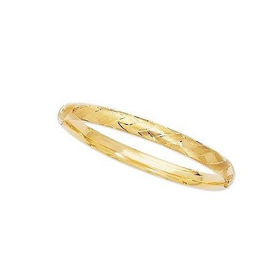 Ritastephens 14k Yellow Gold Hinged Hugs & Kisses Bangle Bracelet - 8 Inch Solid Gold with Elegant X O Design