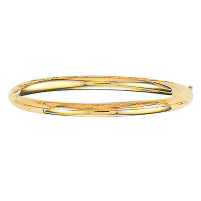 10k Solid Yellow Gold Shiny Bangle Bracelet 5mm Wide 7" 4.2gram