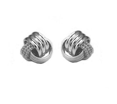Ritastephens .925 Sterling Silver Love Knot Earrings – 9.5mm Small Dainty Silver Studs Hypoallergenic, Minimalist, Classic Gift-Ready Jewelry with Gift Box
