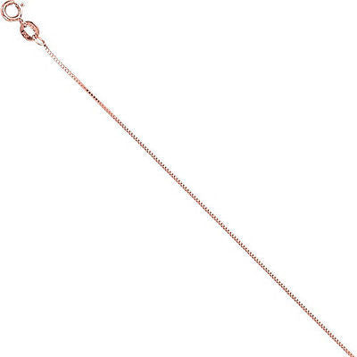 Ritastephens 14K Solid Rose Pink Gold Box Chain Necklace – Elegant 0.6mm Design Available in 16", 18", and 20" Lengths