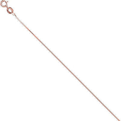 14K Solid Rose Pink Gold Box Chain Necklace 0.6mm 16",18", 20"