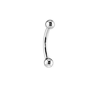 14k Solid White Gold Eyebrow Ring Body Jewelry Bar Bell ball