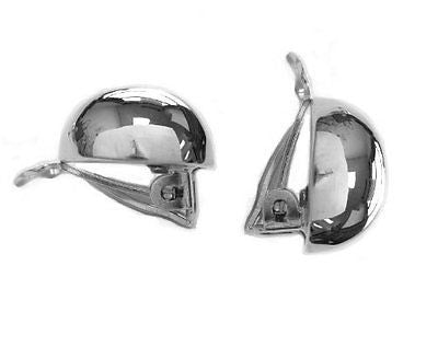 .925 Sterling Silver Half Bead Ball Earring Clip On Earrings 14mm