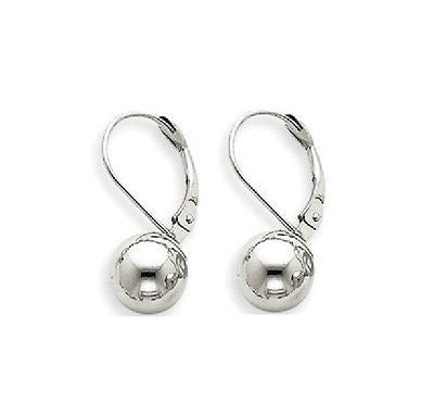 Ritastephens .925 Sterling Silver Lever Back Dangle Ball Earrings – Elegant 10mm Silver Earrings, Classic Lever Back Design, Simple and Timeless Silver Jewelry