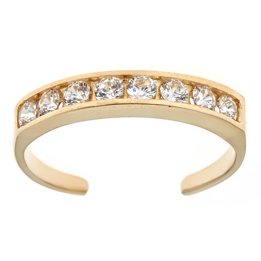 Ritastephens Radiant 14K Solid Gold Adjustable CZ Eternity Toe Ring – Timeless Elegance for Your Feet, Sparkling Cubic Zirconia, Classic Adjustable Gold Toe Jewelry
