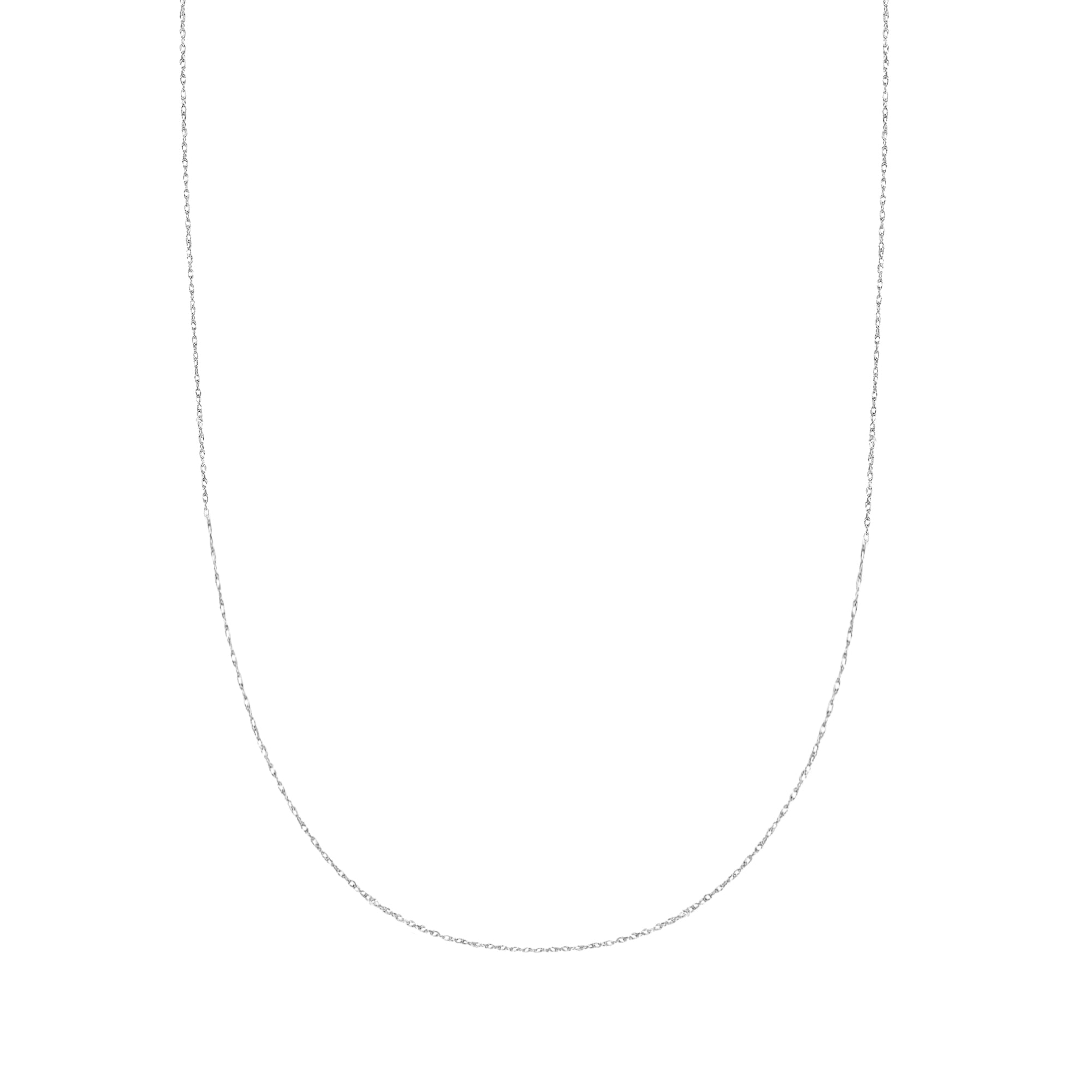 Ritastephens 10K White Gold Lite Rope Chain Necklace – 0.6mm, Available in 16", 18", 20", and 24" Lengths
