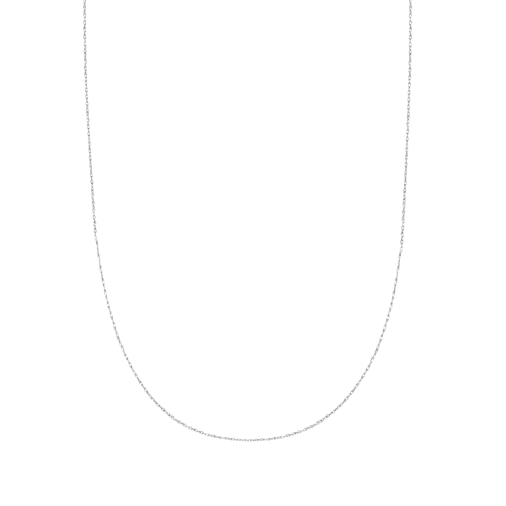 10K White Gold Lite Rope Chain 0.6mm Necklace 16",18", 20", 24"