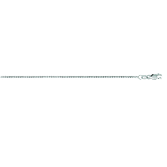 Ritastephens 14K Solid White Gold Box Chain Necklace – 1mm Elegant White Gold Links Available in 16", 18", 20", and 24" Lengths