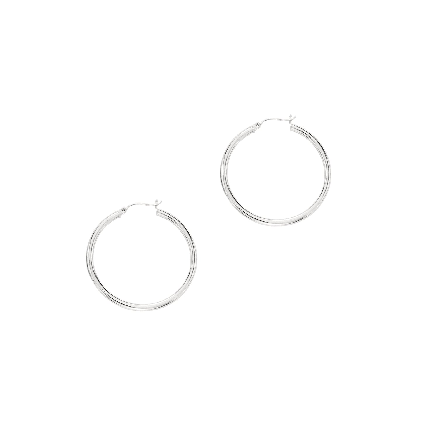 Ritastephens 14K Real White Gold Tubular Hoop Earrings – Elegant 40x3mm Large Hoops, Classic & Modern Design, Sleek Fine White Gold, Premium Quality Jewelry, New Arrival