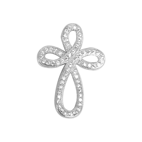 Sterling Silver Cz Infinity Cross Charm Necklace  Pendant 18"