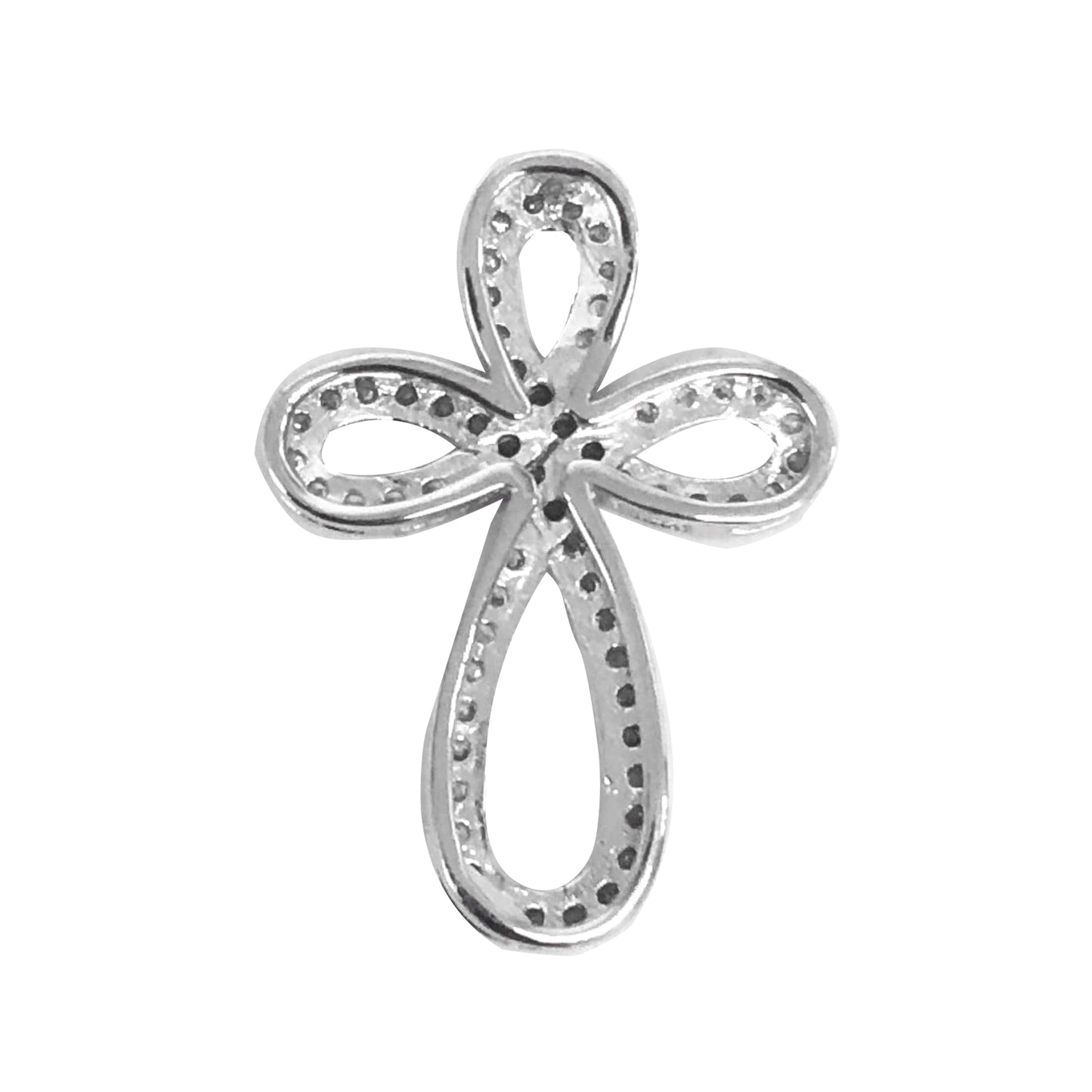 Ritastephens Timeless Sterling Silver CZ Infinity Cross Charm Necklace – 18" Pendant for Elegant Faith and Sparkle