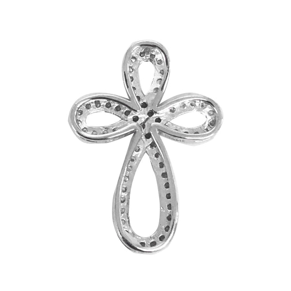Sterling Silver Cz Infinity Cross Charm Necklace  Pendant 18"