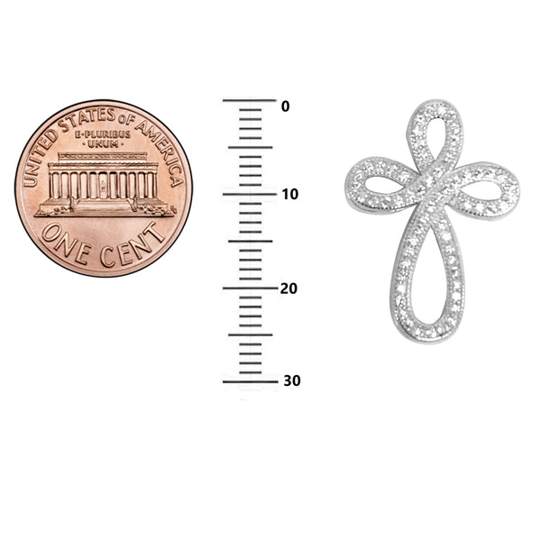 Sterling Silver Cz Infinity Cross Charm Necklace  Pendant 18"