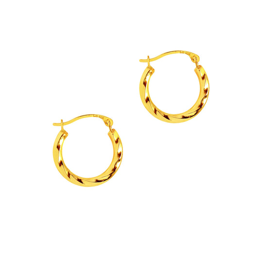 RitaStephens Elegant 10K Yellow Gold Twisted Hoop Earrings – 16mm Classic and Stylish Twisted Design, Timeless Gold Hoops, Perfect for Any Occasion