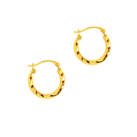 10k Yellow Gold Twisted Hoops Hoop Earrings 16mm
