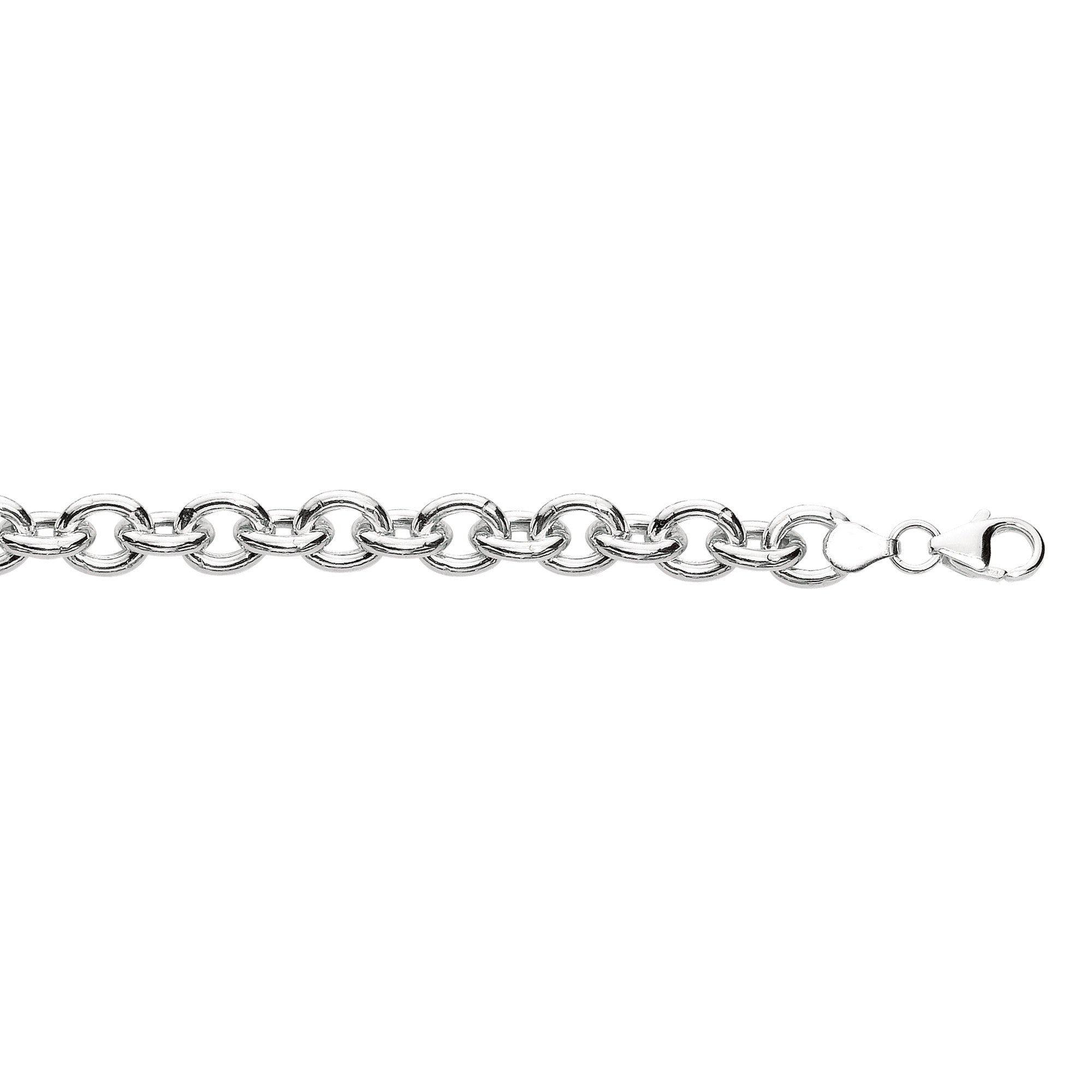 sterling silver rolo link round bracelet chain with lobster lock <li>lobster lock for comfort and safety when worn.</li><li><li>1. length: 7.25 inches </li><li>2. length: 8 inches</li><li> well designed and very attractive when worn.</li><li>all items come with a gift box.</li><li>properly stamped and marked</li><li>pictures are enlarged to show details</li> sterling silver 925 - product image