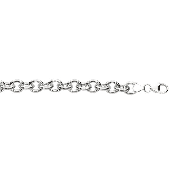Sterling Silver Rolo Link Round Bracelet Chain with Lobster Lock 8 Inches