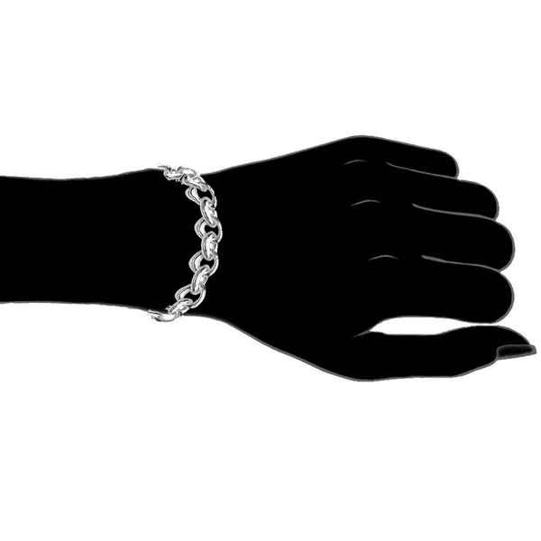 Sterling Silver Rolo Link Round Bracelet Chain with Lobster Lock 8 Inches