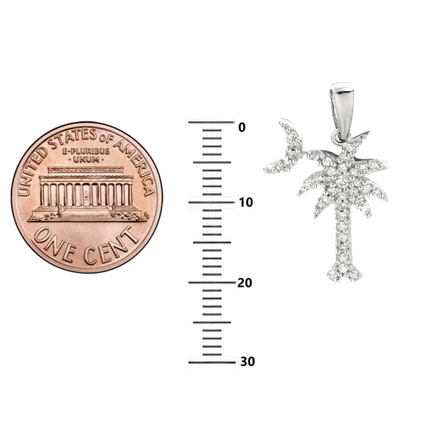 Sterling Silver Shiny Cubic Zirconia Palmetto Moon (18, 20 Inches)