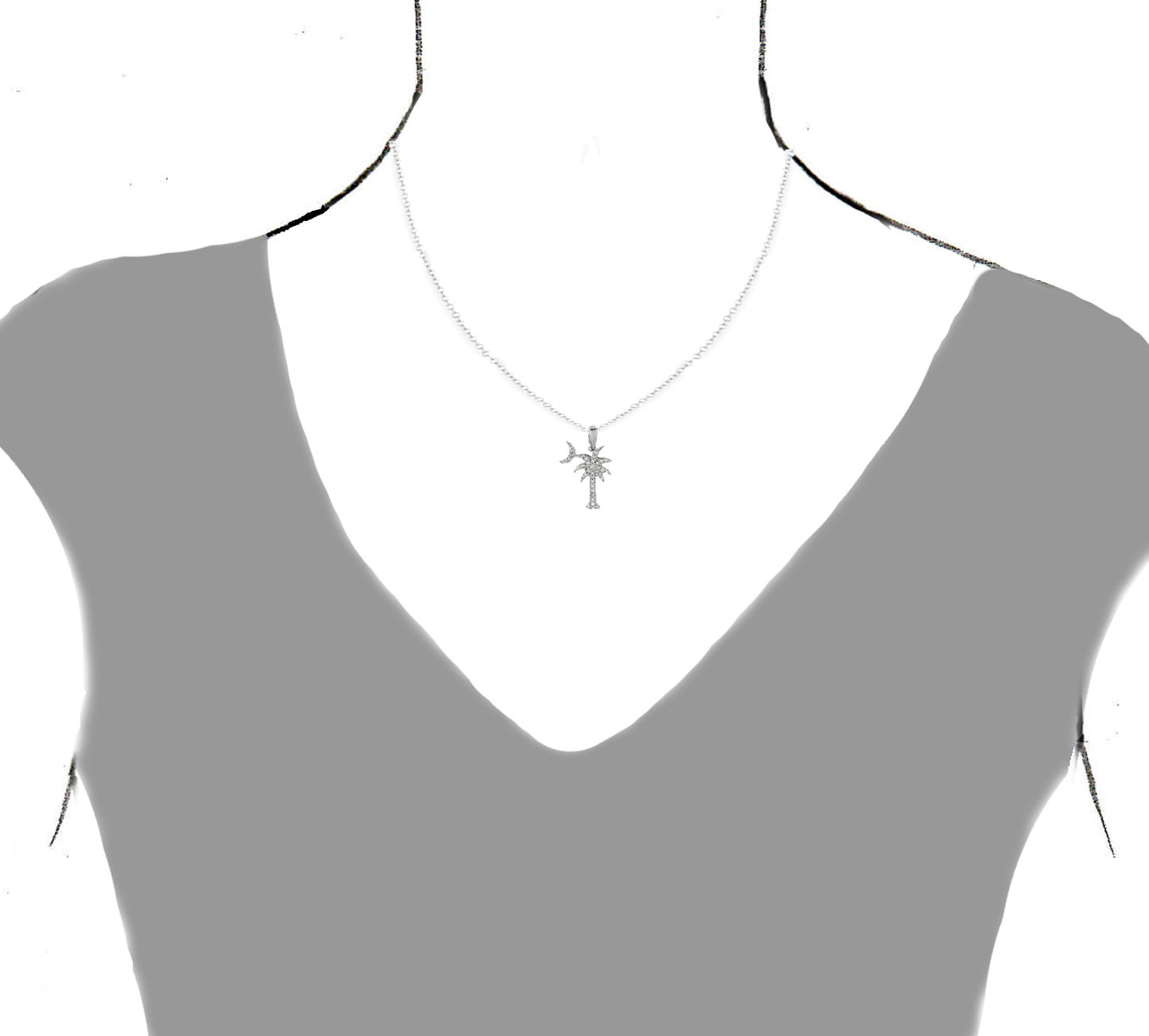 Ritastephens Sterling Silver Shiny Cubic Zirconia Palmetto Moon Necklace – 18 and 20 Inch Silver Chains