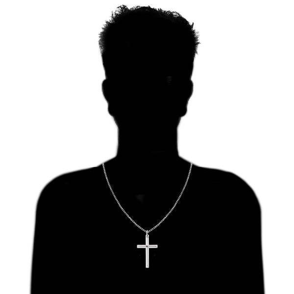 Ritastephens Sterling Silver Shiny Italian Cross Pendant Necklace 20" (35mm)