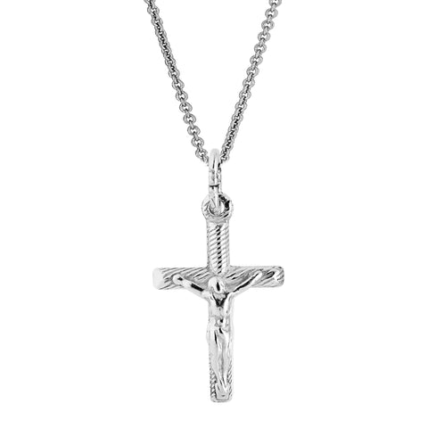 .925 Sterling Silver Children's Kids Baby Cross Crucifix Pendant Necklace 16 Inches