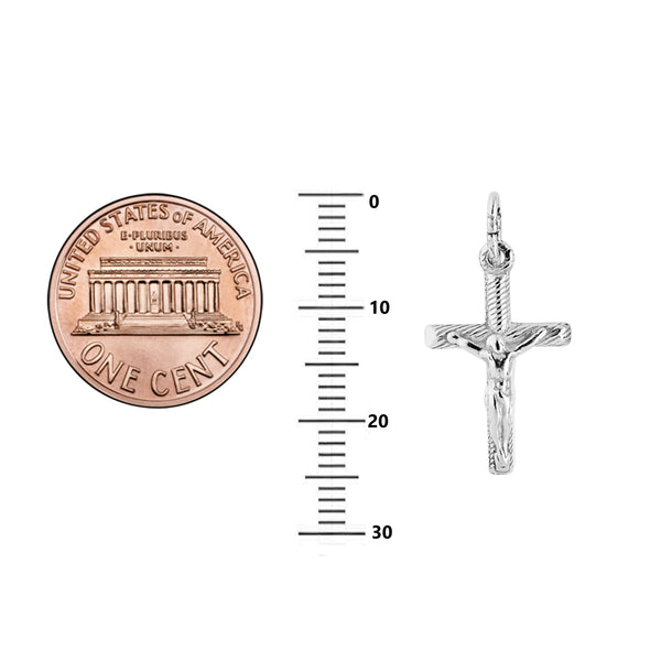 .925 Sterling Silver Children's Kids Baby Cross Crucifix Pendant Necklace 16 Inches