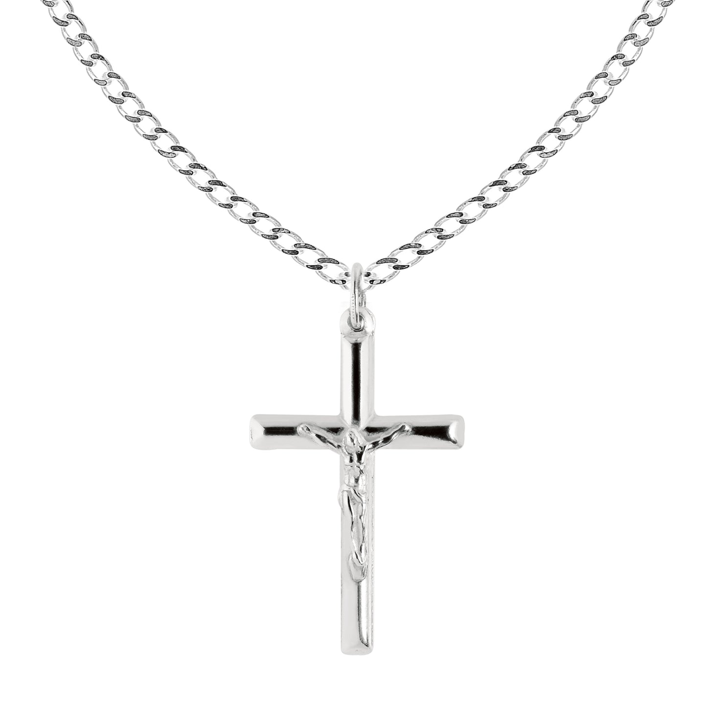 Ritastephens Elegant Sterling Silver Italian Crucifix Pendant Necklace - 35mm Ritastephens