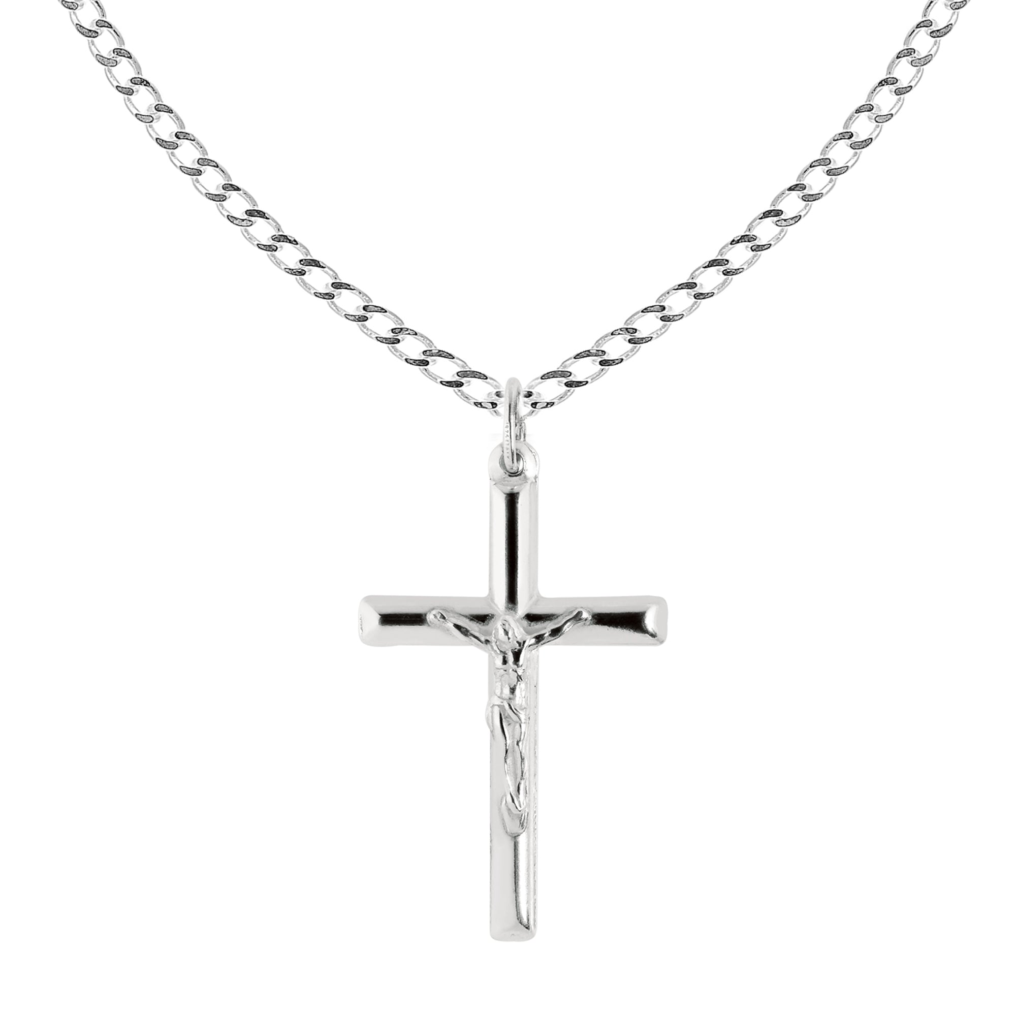 <style type="text/css"><!--td {border: 1px solid #cccccc;}br {mso-data-placement:same-cell;}--></style>
<p><span data-sheets-root="1">genuine and crafted in italy, this pendant necklace features a classic italian crucifix cross design made from 925 sterling silver. its polished finish highlights the traditional religious charm of the crucifix, making it a timeless addition to any jewelry collection.<br><br>expertly designed, this necklace is both beautifully crafted and hypoallergenic. the pendant measures 
