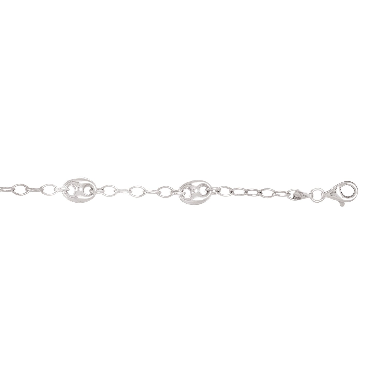 Sterling Silver Puff Mariner Link Oval Link Bracelet 7.25 Inches